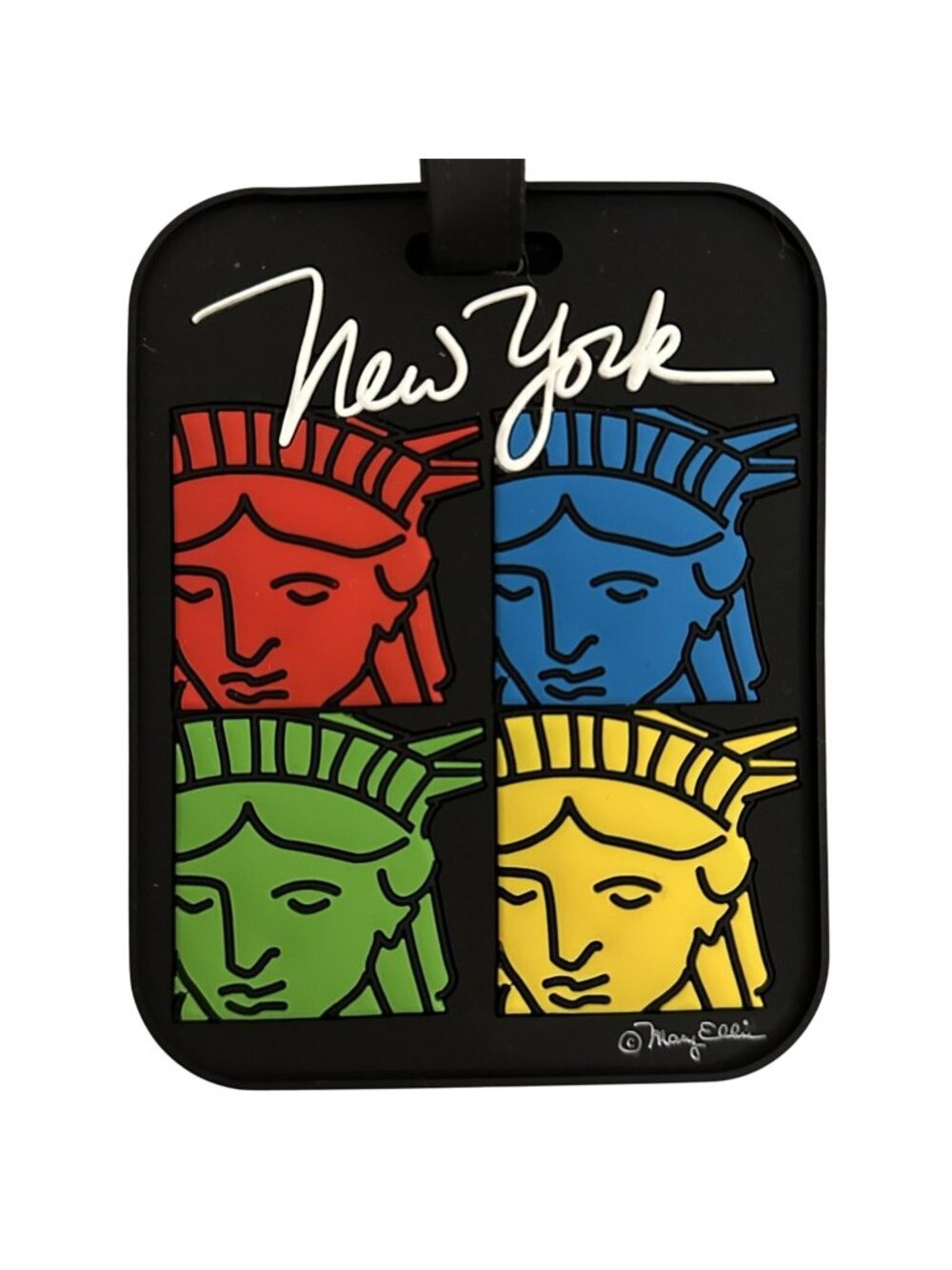 Mary Ellis Luggage Tag NYC New York City Statue of Liberty Rubber Hidden Address